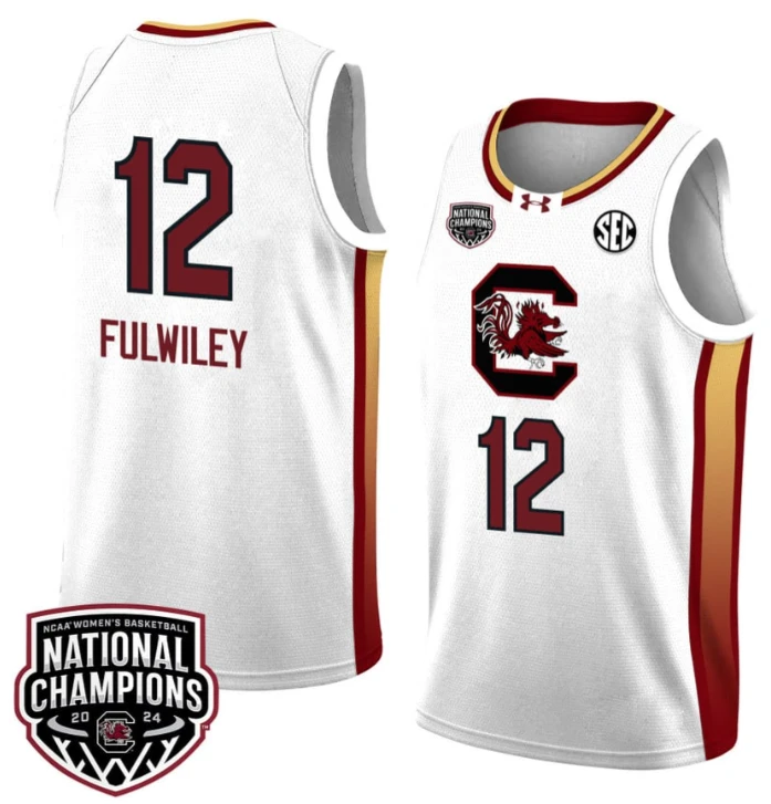 MiLaysia Fulwiley Jersey #12 South Carolina Gamecocks 2024 NCAA Basketball National Champions White Yellow by My store basketball
