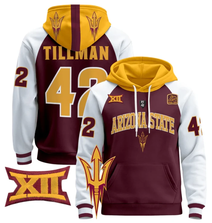 Pat Tillman Hoodie #42 Arizona State Pullover Stitched by Hoodie Pullover