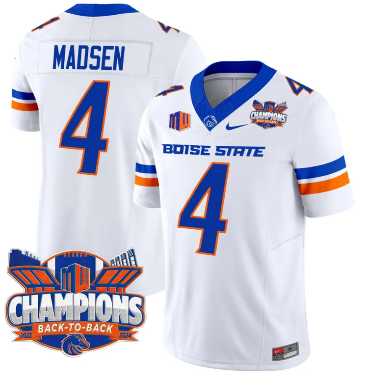 Maddux Madsen Jersey #4 Boise State Broncos Back To Back Champions White by My Store