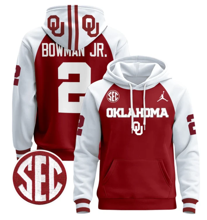 Men's Billy Bowman Jr Hoodie #2 Oklahoma Sooners 2024 Pullover by Hoodie Pullover