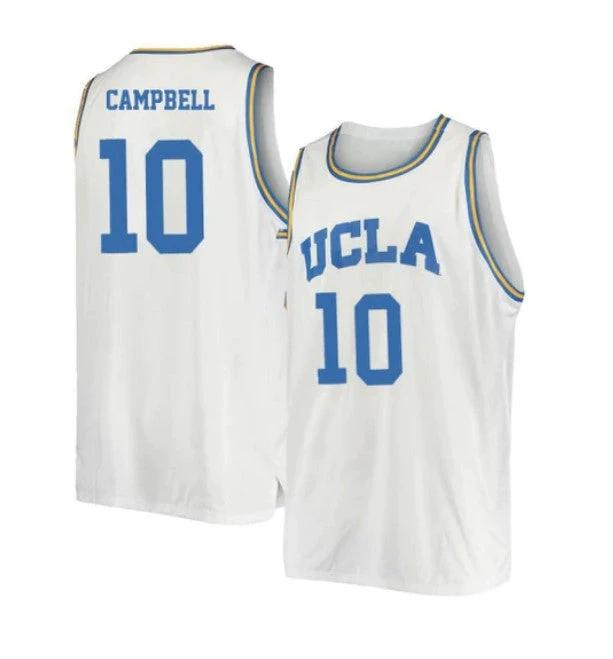 Men's #10 Tyger Campbell Jersey UCLA Bruins College Basketball Jerseys White Retro by My store basketball