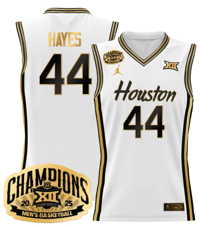 Men Elvin Hayes Jersey #44 Houston Cougar 2025 Big 12 Champions White Gold by My store basketball