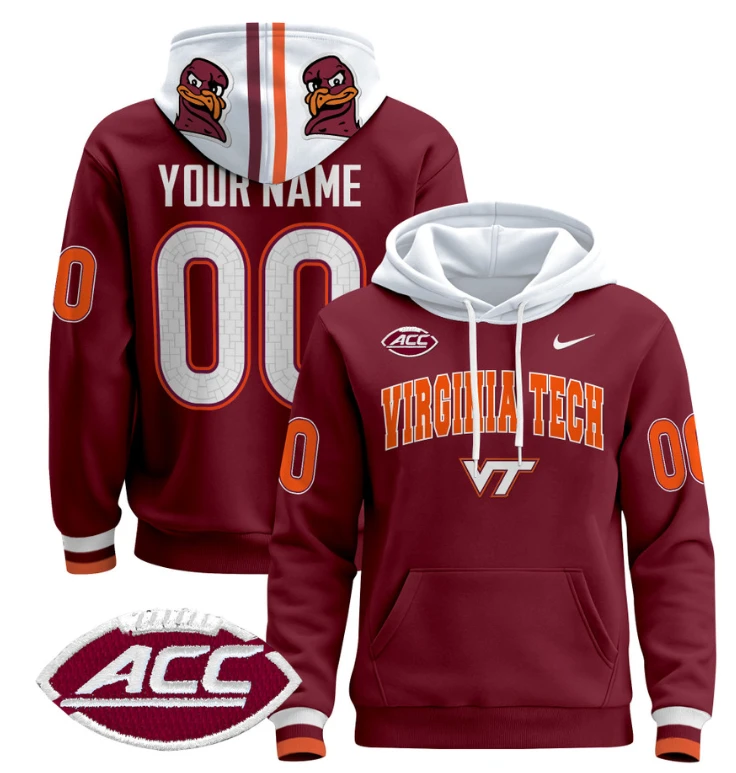 Custom Virginia Tech Hokies Hoodie 2024 Pullover V3 Maroon Alternate by Hoodie Pullover