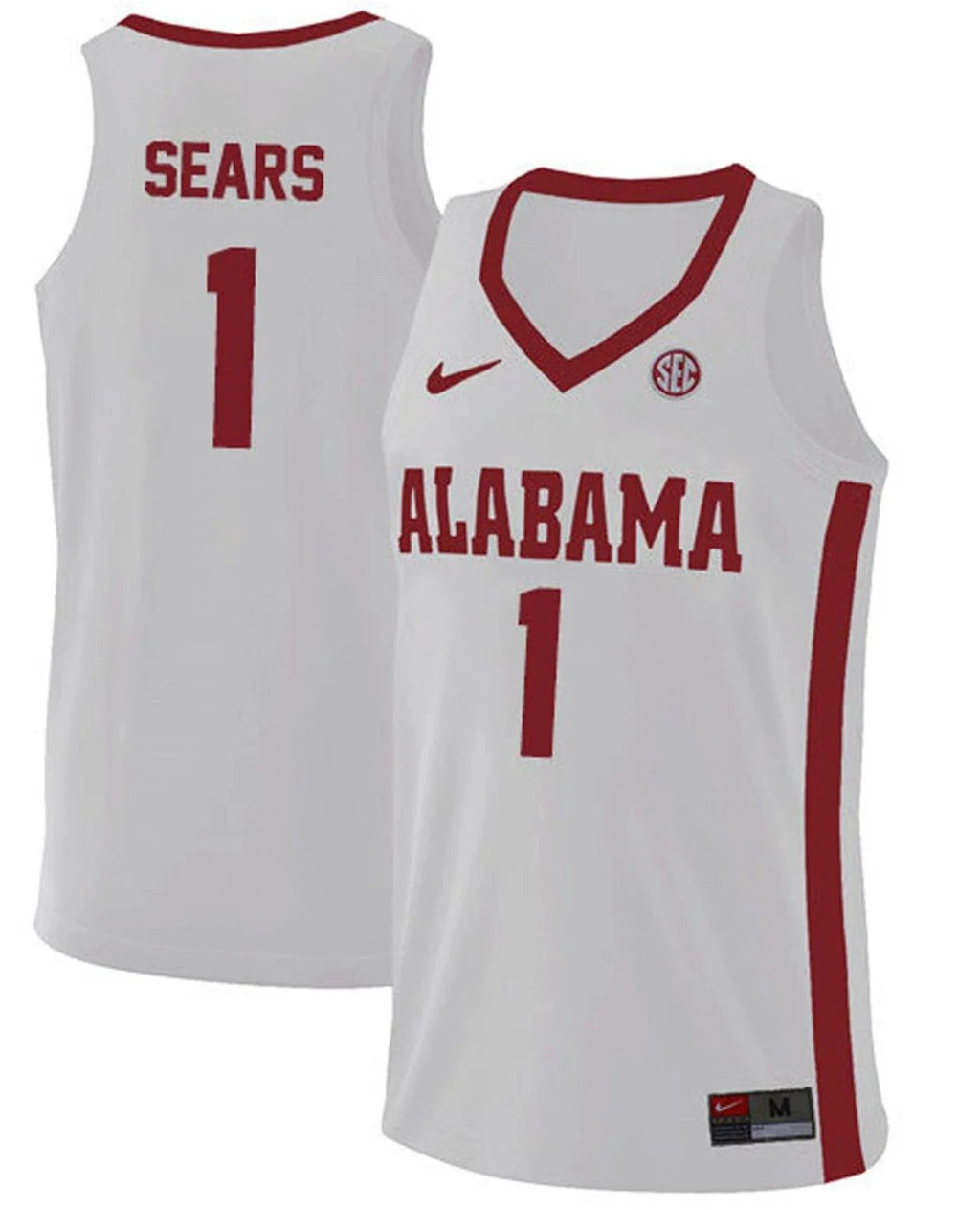 Mark Sears Jersey Alabama Crimson Tide College Basketball Replica White #1 by My store basketball