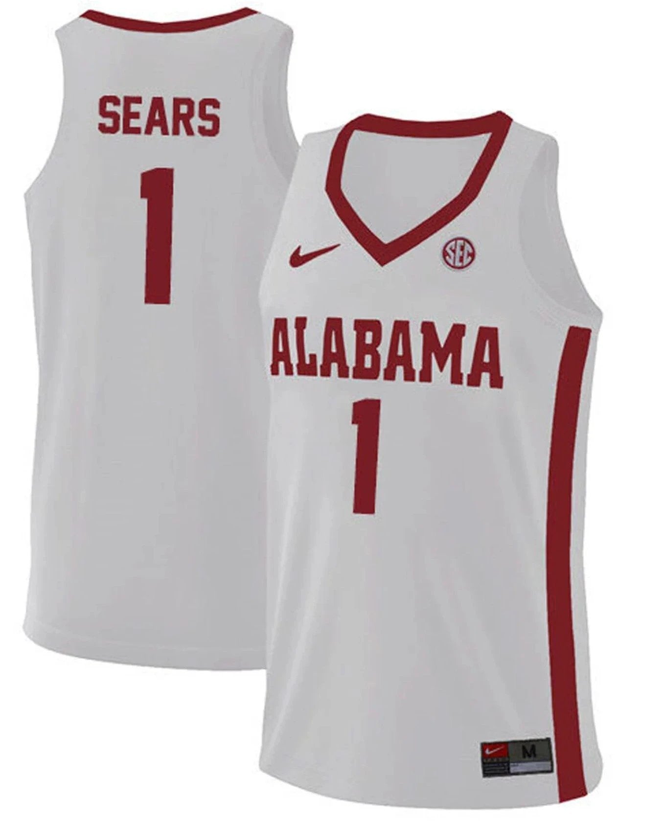 Mark Sears Jersey Alabama Crimson Tide College Basketball Replica White #1 by My store basketball