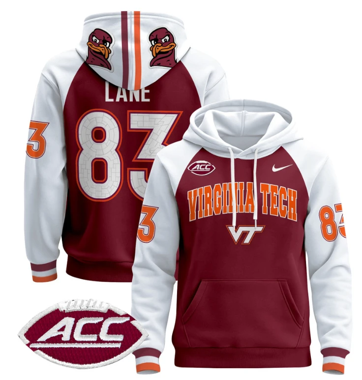 Jaylin Lane Hoodie #83 Virginia Tech Hokies Pullover by Hoodie Pullover