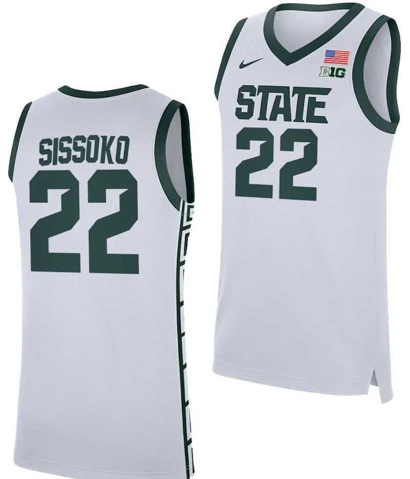 Mady Sissoko Jersey #22 Michigan State Spartans Replica Basketball 2023-24 White by My store basketball