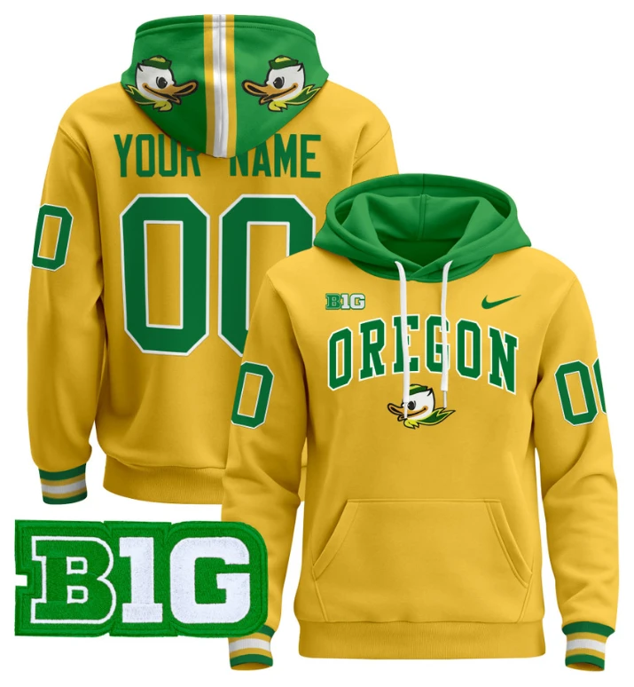 Men's Custom Oregon Ducks Hoodie 2024 Pullover V4 by Hoodie Pullover