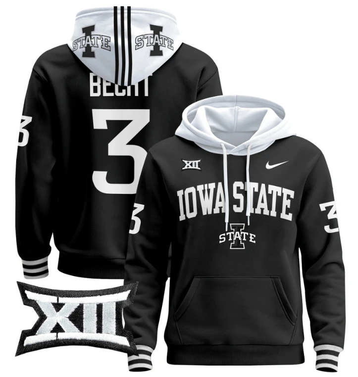 Men's Rocco Becht Hoodie #3 Iowa State Cyclones 2024 Pullover V2 by Hoodie Pullover