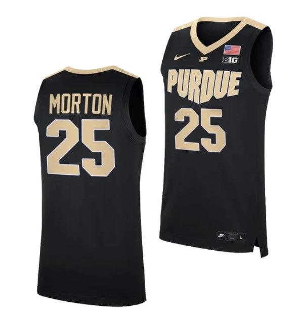 Men's #25 Ethan Morton Jersey Purdue Boilermakers College Basketball Jerseys Black 2022 by My store basketball