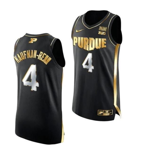 Men's #4 Trey Kaufman Renn Jersey Purdue Boilermakers College Basketball Jerseys Black Golden by My store basketball
