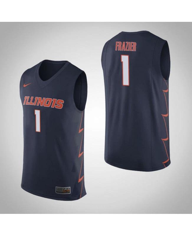 Men's Illinois Fighting Illini #1 Trent Frazier Jersey Limited College Basketball Jerseys Navy by My store basketball