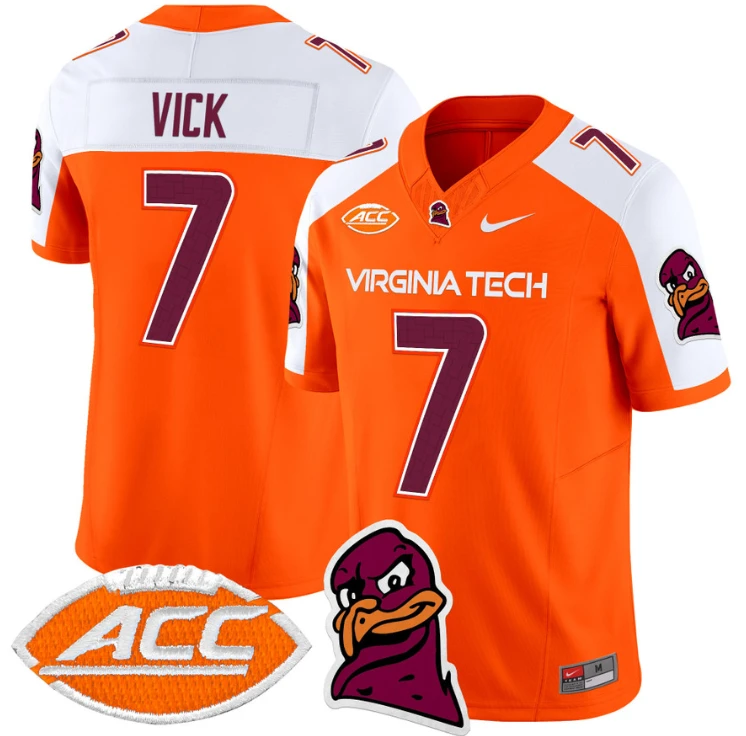 Michael Vick Jersey #7 Virginia Tech Hokies Vapor Limited College Football Orange Alternate by My Store