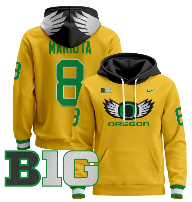 Marcus Mariota Hoodie #8 Oregon Ducks 2024 Pullover V3 Stitched Black White by Hoodie Pullover