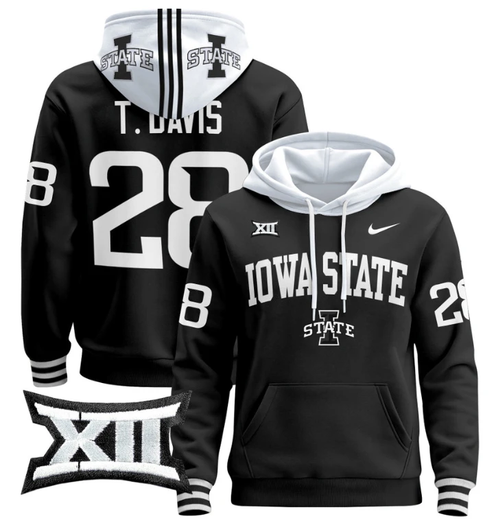 Men's Troy Davis Hoodie #28 Iowa State Cyclones 2024 Pullover V2 by Hoodie Pullover