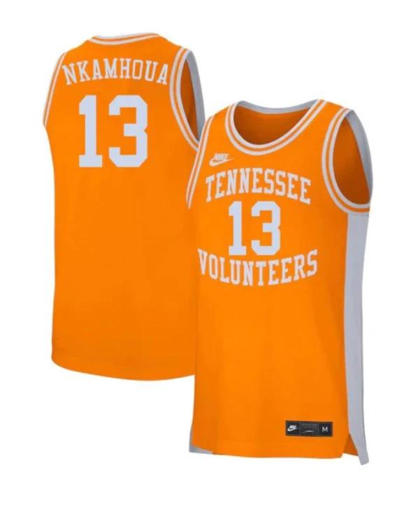 Men's #21 Olivier Nkamhoua Jersey Tennessee Volunteers College Basketball Jerseys Orange Retro by My store basketball