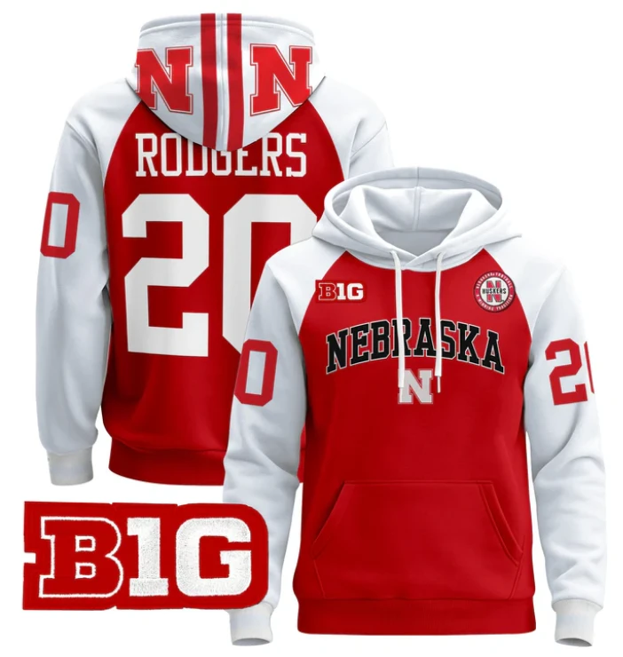 Men's Johnny Rodgers Hoodie #20 Nebraska Cornhuskers 2024 Pullover by Hoodie Pullover