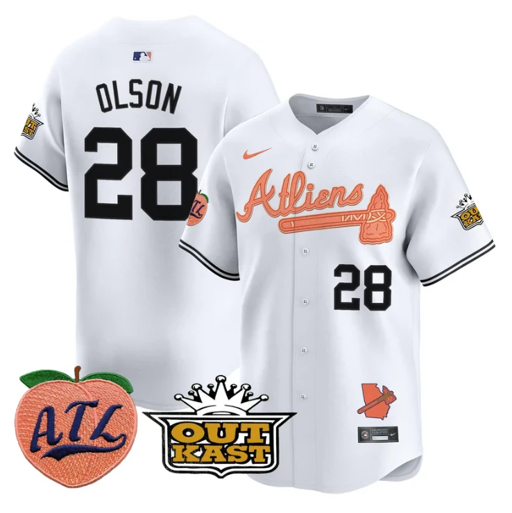 Matt Olson Jersey #28 Atlanta Braves Atliens Peach Vapor Premier Limited Stitched White by My Store