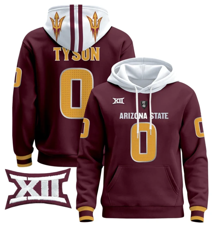 Jordyn Tyson Hoodie #0 Arizona State Pullover Stitched by Hoodie Pullover