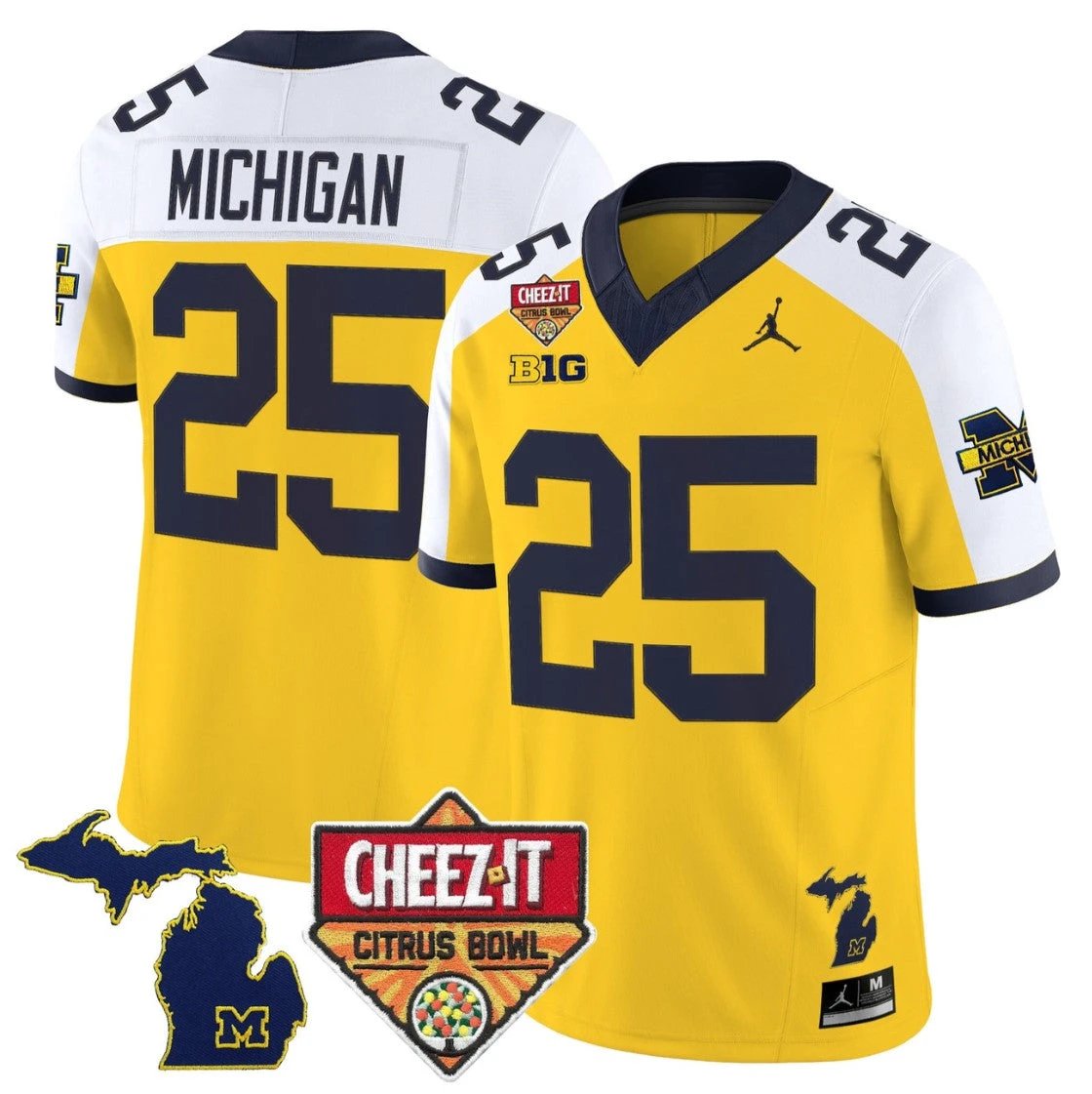 Michigan Jersey #25 Michigan Wolverines 2025 Cheez-It Citrus Bowl Stitched by My Store NCAA Football Jerseys