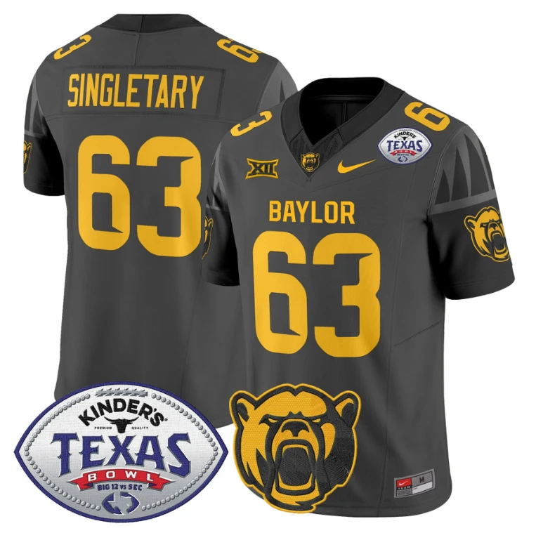 Mike SingletaryJersey #63 Baylor Bears 2024 Texas Bowl Football Black by My Store