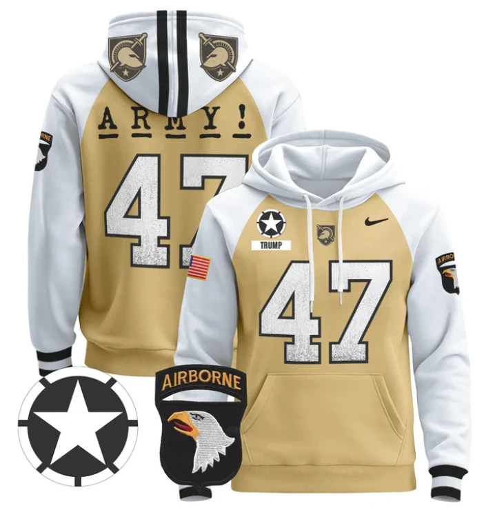 Men's Donald Trump Hoodie #47 Army Black Knights Pullover V2 by Hoodie Pullover
