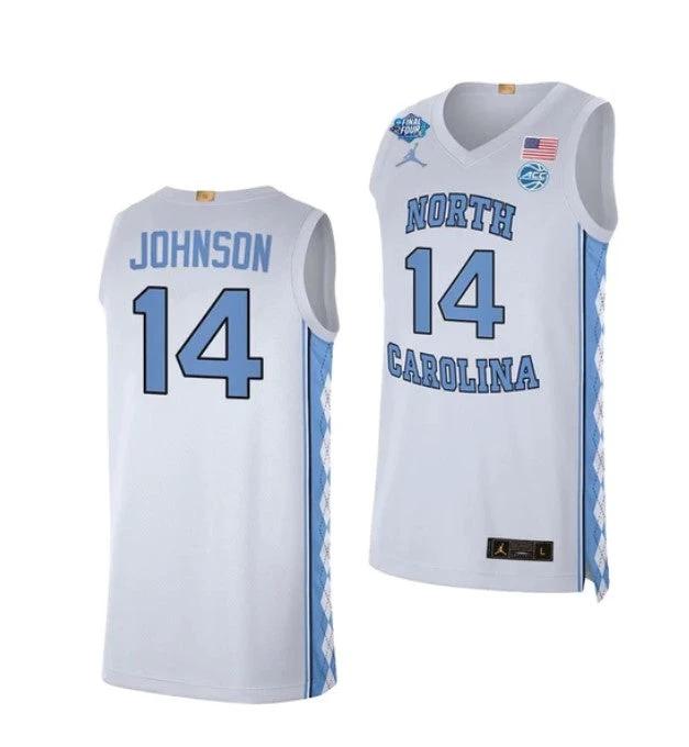 Men's #14 Puff Johnson Jersey North Carolina Tar Heels College Basketball Jerseys White by My store basketball