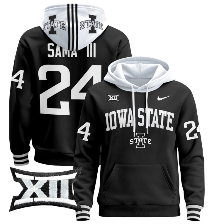 Men's Abu Sama III Hoodie #24 Iowa State Cyclones 2024 Pullover V2 by Hoodie Pullover