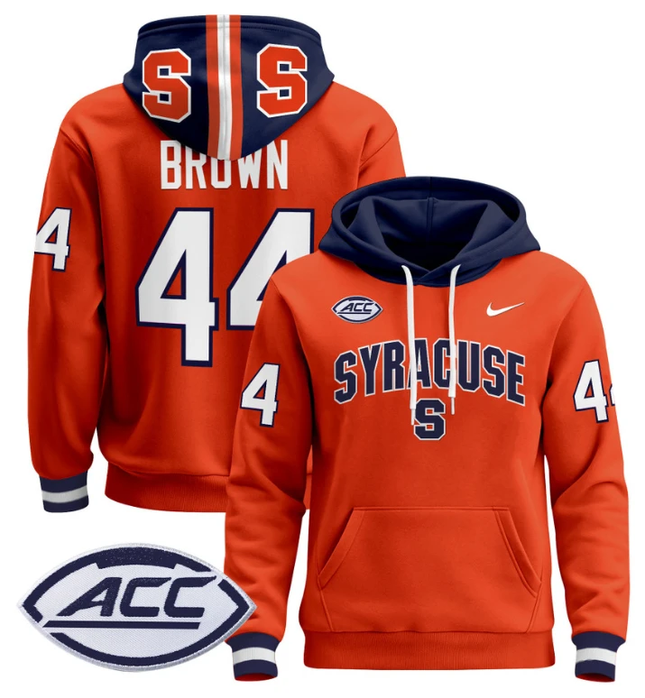 Men's Jim Brown Hoodie #44 Syracuse Orange 2024 Pullover V2 by Hoodie Pullover