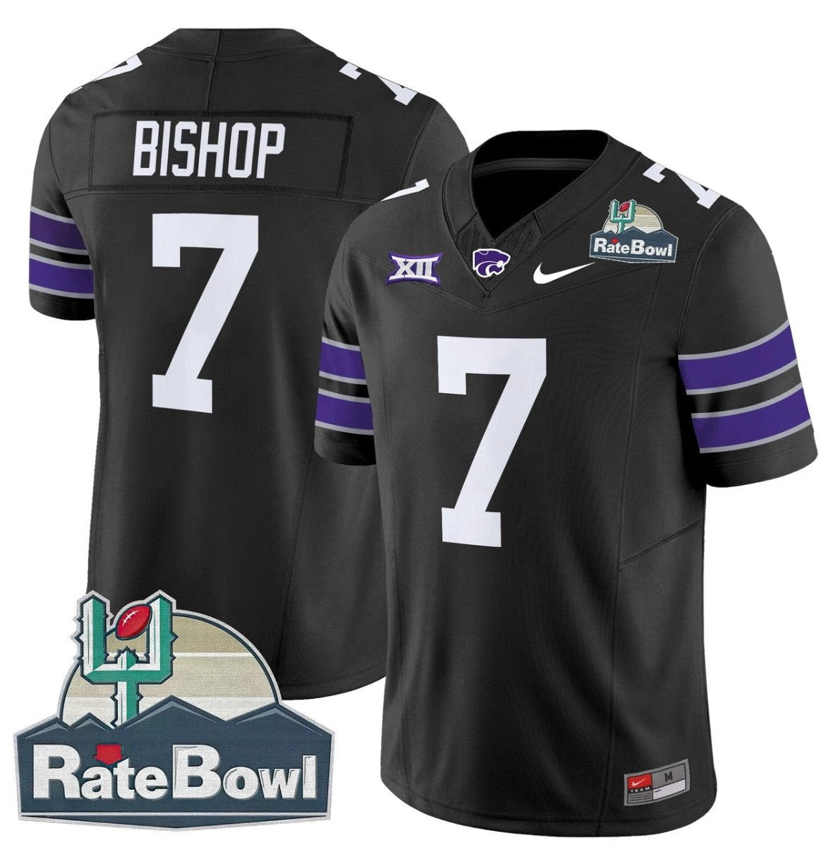 Michael Bishop Jersey #7 Kansas State Wildcats 2025 Rate Bowl Patch Black by My Store