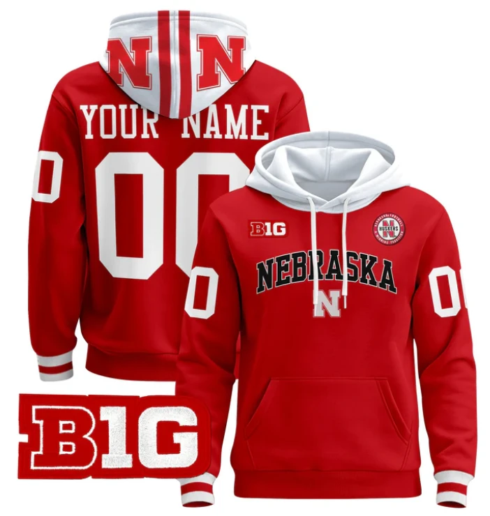 Men's Custom Nebraska Cornhuskers Hoodie Name, Number 2024 Pullover by Hoodie Pullover