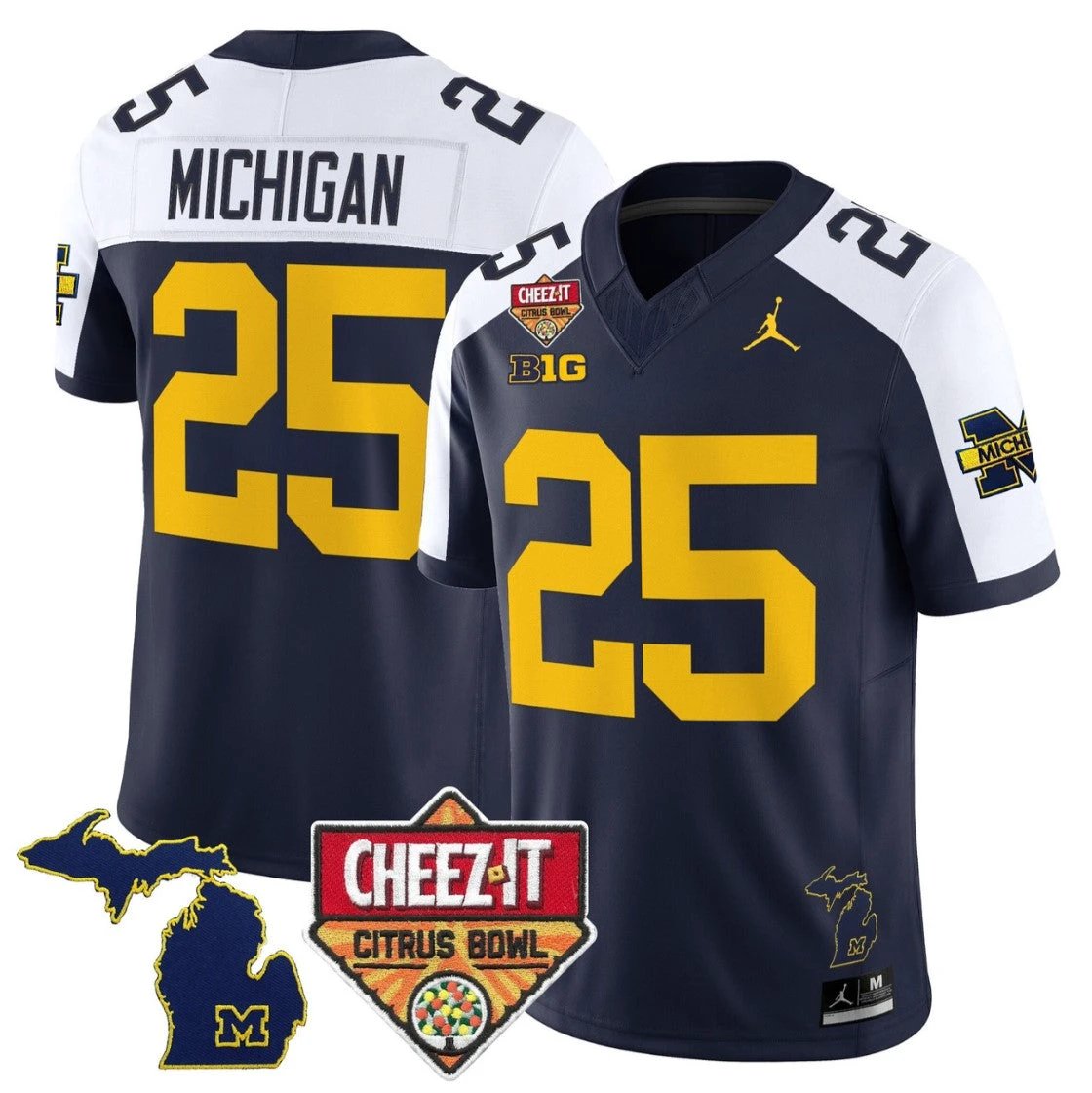 Michigan Jersey #25 Michigan Wolverines 2025 Cheez-It Citrus Bowl Stitched by My Store NCAA Football Jerseys
