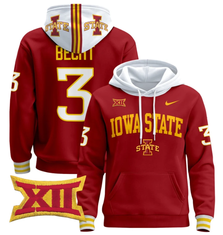 Men's Rocco Becht Hoodie #3 Iowa State Cyclones 2024 Pullover V2 by Hoodie Pullover