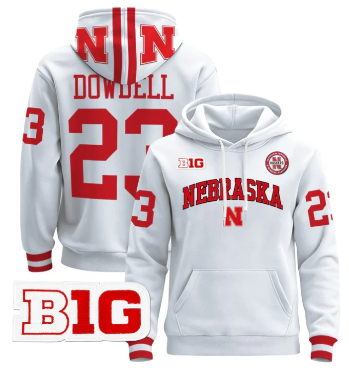 Men's Dante Dowdell Hoodie #23 Nebraska Cornhuskers 2024 Pullover by Hoodie Pullover