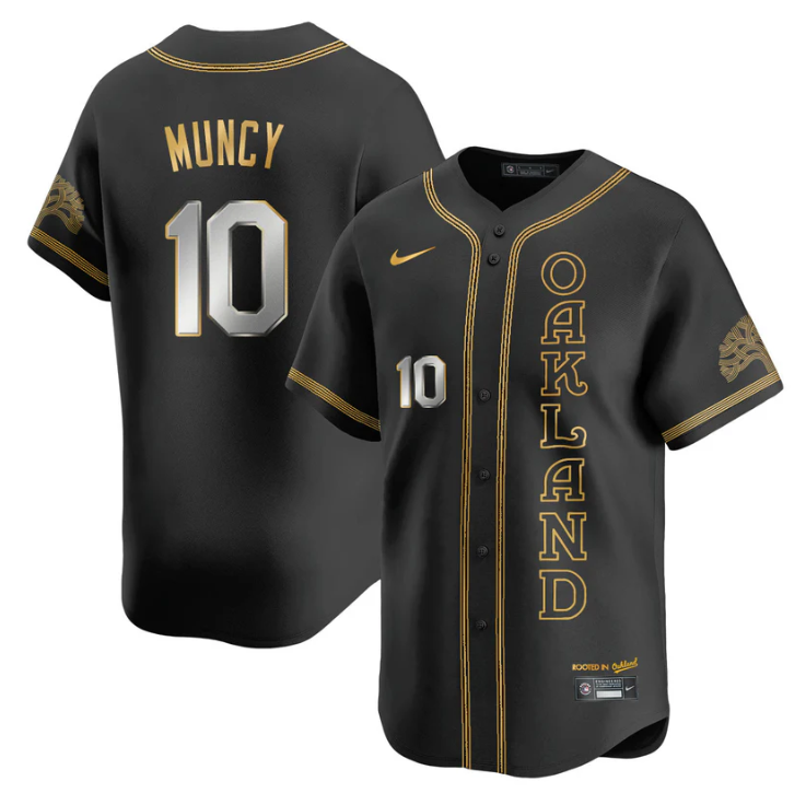 Max Muncy Jersey #10 Oakland Athletics City Connect Concept Stitched Black Gold by My Store
