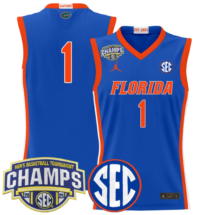 Men Team Jersey #1 Florida Gators 2025 SEC Champions Stitched Royal by My store basketball