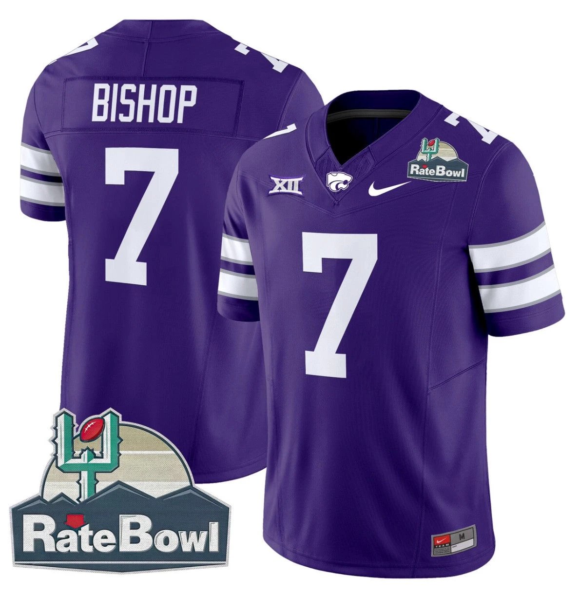 Michael Bishop Jersey #7 Kansas State Wildcats 2025 Rate Bowl Patch Purple by My Store