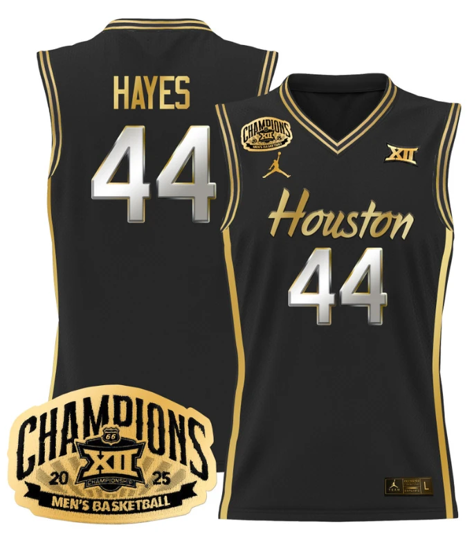 Men Elvin Hayes Jersey #44 Houston Cougar 2025 Big 12 Champions Black Gold by My store basketball