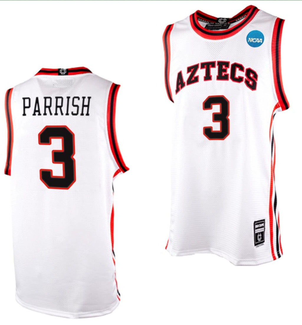 Micah Parrish Jersey San Diego State Aztecs College Basketball 2023 NCAA March Madness White #3 by My store basketball