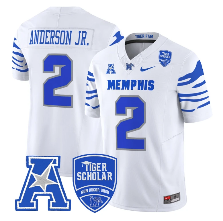 Mario Anderson Jr Jersey #2 Memphis Tigers 2024 Vapor Limited Stitched White by My Store
