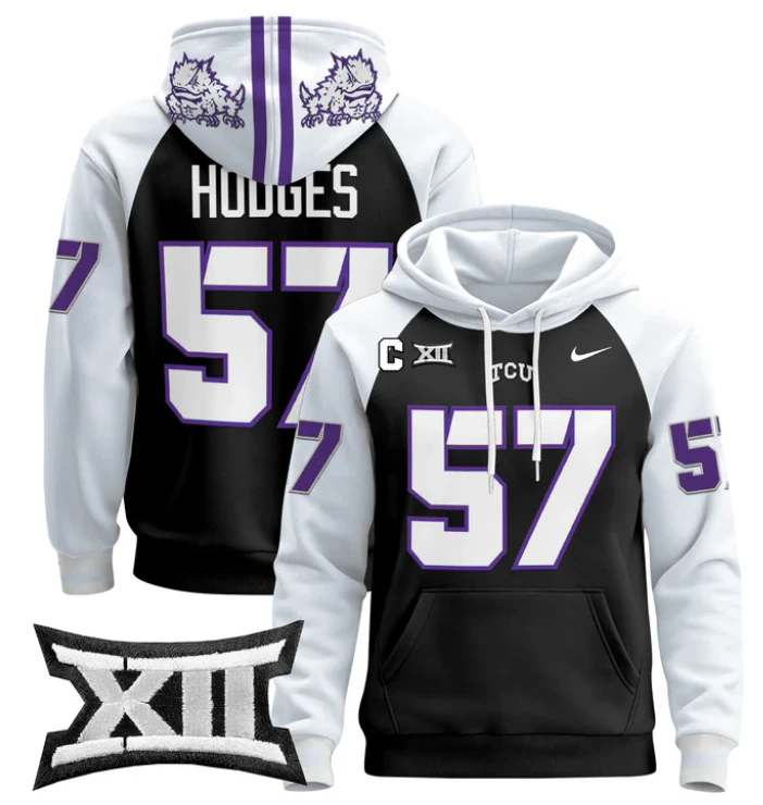 Johnny Hodges Hoodie #57 TCU Horned Frogs 2024 Pullover by Hoodie Pullover
