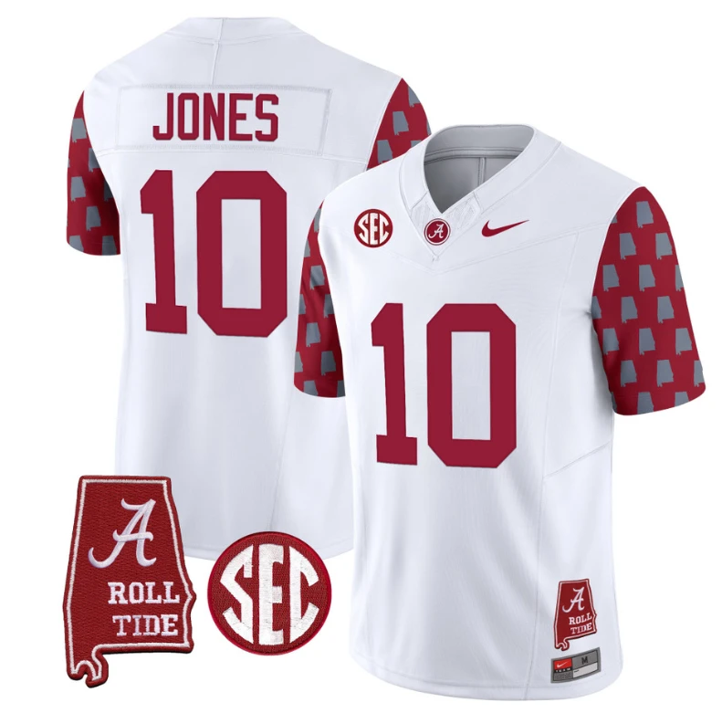 Mac Jones Jersey #10 Alabama Crimson Tide Vapor College Football Limited Stitched Crimson Sleeves by My Store