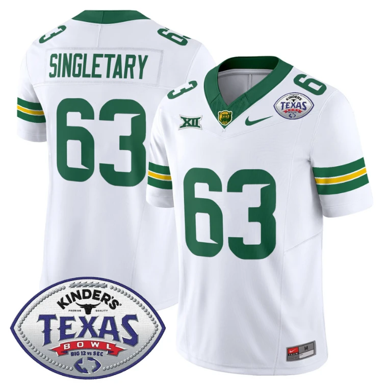 Mike SingletaryJersey #63 Baylor Bears 2024 Texas Bowl Football White by NCAA Football Jersey