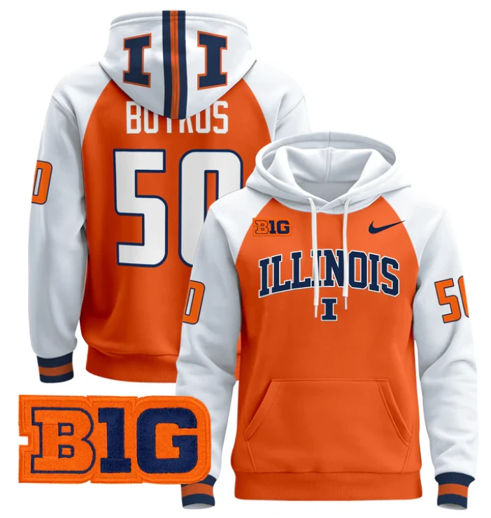 Dick Butkus Hoodie #50 Illinois Fighting Illini 2024 Pullover by Hoodie Pullover