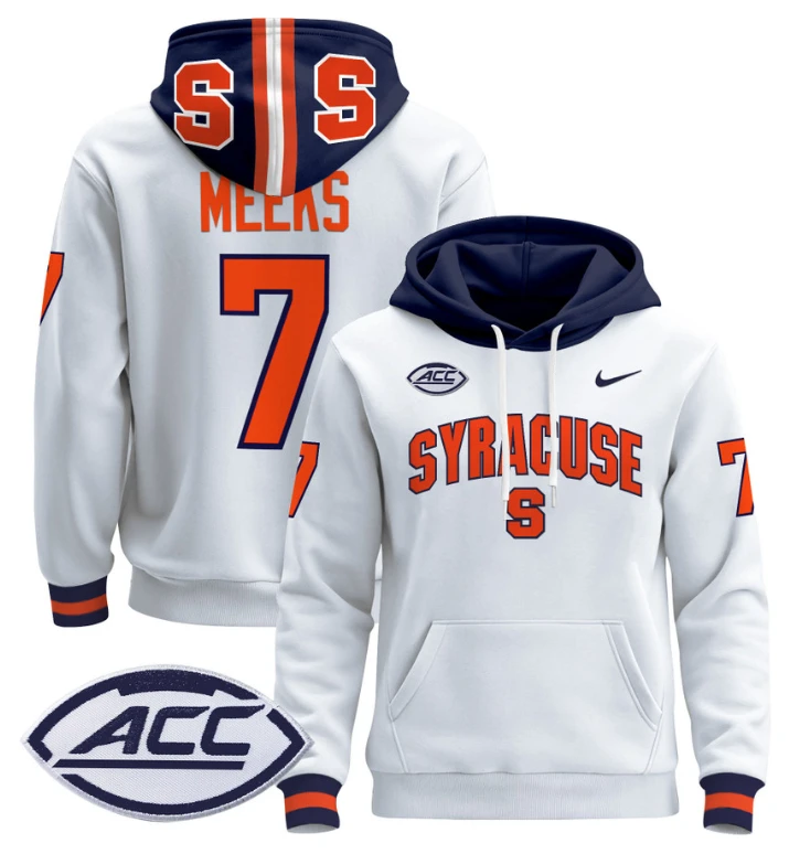 Men's Jackson Meeks Hoodie #7 Syracuse Orange 2024 Pullover V2 by Hoodie Pullover