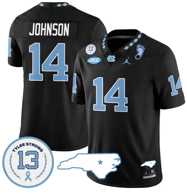 Max Johnson Jersey #14 North Carolina Tar Heels Vapor College Football Stitched Black by My Store