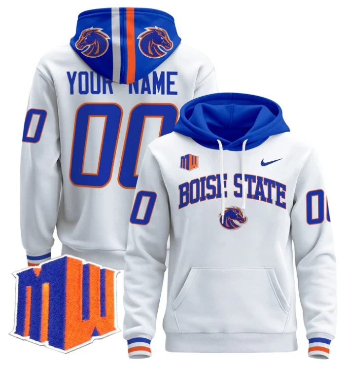 Custom Boise State Broncos Hoodie Name, Number Pullover by Hoodie Pullover
