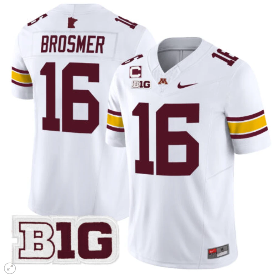 Max Brosmer Jersey #16 Minnesota Golden Gophers Vapor Limited Football White by My Store