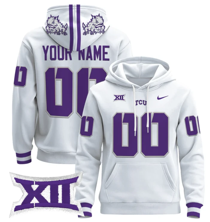 Custom TCU Horned Frogs Hoodie Name, Number 2024 Pullover by Hoodie Pullover