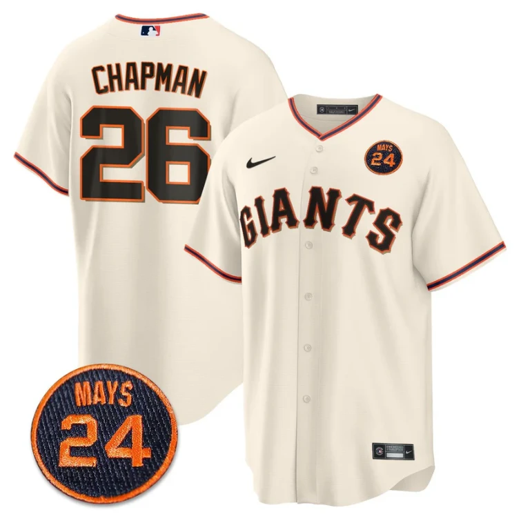 Matt Chapman Jersey #26 San Francisco Giants #24 Willie Mays Patch 2024 Vapor Premier Cream Home by My Store